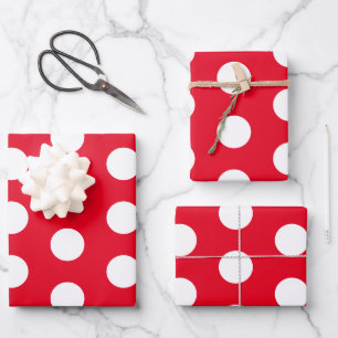 Red & White Polka Dots  Wrapping Paper Sheet