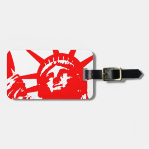 Red & White Pop Art Lady Liberty Luggage Tag