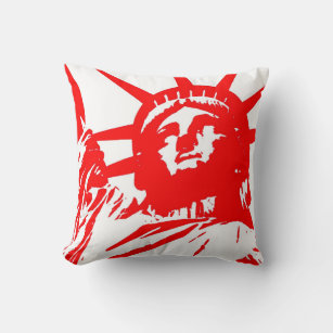 Red White Pop Art Statue of Liberty Throw Pillow