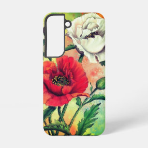 Red White Poppy Flowers Samsung Galaxy Case