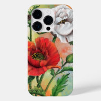 Red White Poppy iPhone Case Flowers - Painting