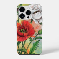 Red White Poppy iPhone Case Flowers - Painting