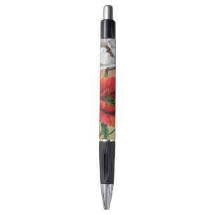 Red White Poppy Pen Flowers
