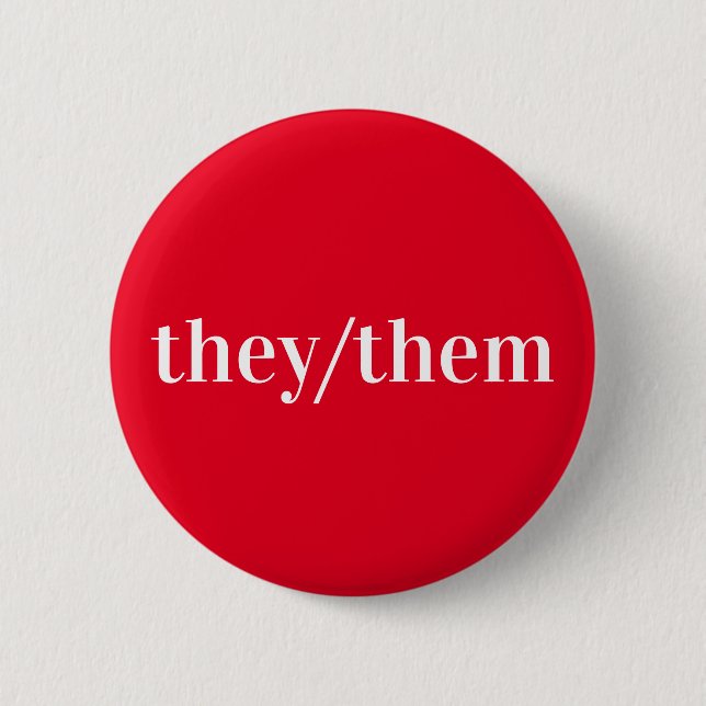 Red White Pronoun Button They/Them (Front)
