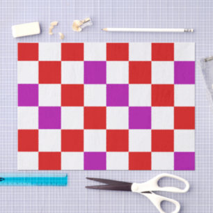 Red White Purple Chequered Pattern Design  Tissue Paper