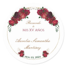 Red, White, Quinceañera Stickers