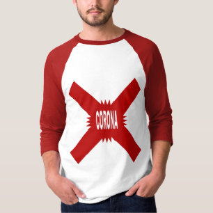 Red white raglan T-shirt DESIGN CORONA X