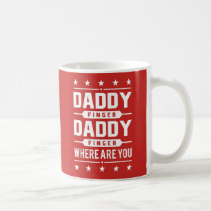 Red White Retro Daddy Finger Where Are You Mug