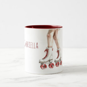 Red White Roller Skates Two-Tone Coffee Mug