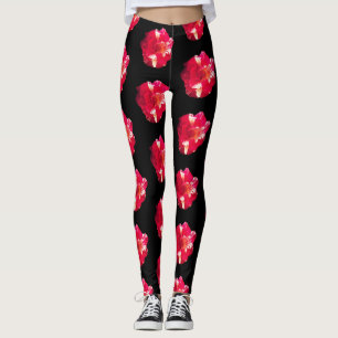 Red & White Rose  Photo Custom Leggings