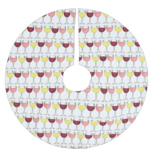 Red White Rosé Wine Glasses Winery Cocktails Brushed Polyester Tree Skirt