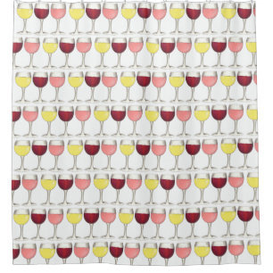 Red White Rosé Wine Glasses Winery Cocktails Shower Curtain