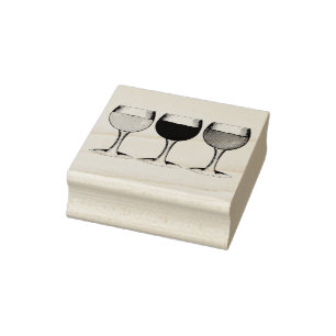 Red White Rosé Wines Glasses Winery Wine Tasting Rubber Stamp