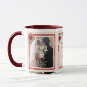 Red & White Roses Couples Ringer Mug