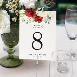 Red White Roses Floral Wedding Table Number Card<br><div class="desc">Red White Roses Floral Wedding Table Number Card (1) Please customise this template one by one (e.g, from number 1 to xx) , and add each number card separately to your cart. (2) For further customisation, please click the "customise further" link and use our design tool to modify this template....</div>