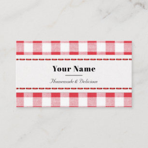Red & White Rustic Plaid Homemade Business Card