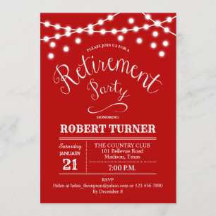 Red White Rustic Retirement Party Invitation