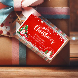 Red White Rustic Snowflake Christmas Label