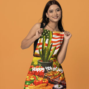 Red, White & Salsa All-Over Print Apron