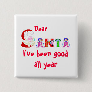 Red White Santa Christmas Holiday 15 Cm Square Badge