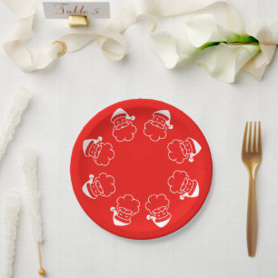 Red White Santa Christmas Holiday Xmas  Paper Plate