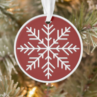 Red White Scandinavian Snowflake Ornament