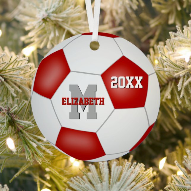 red white school spirit girls boys soccer metal tree decoration (Insitu)
