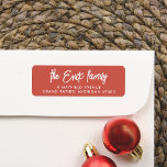 Red & White Script Calligraphy & Modern Typography<br><div class="desc">A simple return address label with your family name and address in white against a red background. You can change the colours to any combination of your choice. These labels are perfect for enhancing your holiday correspondence, giving each envelope a traditional & elegant touch. Made to match our Merry Moments...</div>