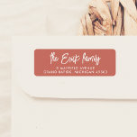 Red & White Script Calligraphy & Modern Typography<br><div class="desc">A simple return address label with your family name and address in white against a red background. You can change the colours to any combination of your choice. These labels are perfect for enhancing your holiday correspondence, giving each envelope a traditional & elegant touch. Made to match our Merry Moments...</div>