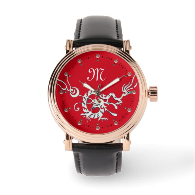 RED WHITE SEA DRAGON MONOGRAM WATCH (Front)