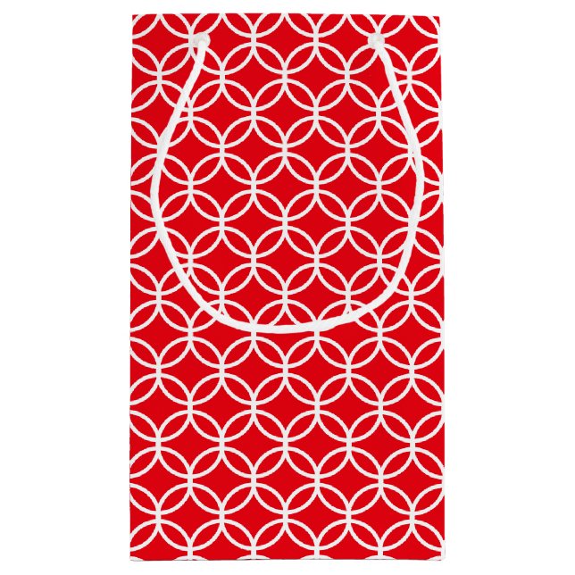 Red White Seamless Circle Pattern Small Gift Bag (Back)