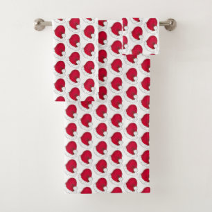 Red White Secret Santa Claus Hat Christmas Holiday Bath Towel Set
