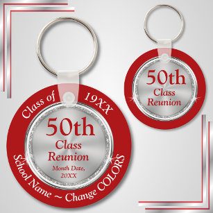 Red, White, Silver Custom, Class Reunion Souvenirs Key Ring