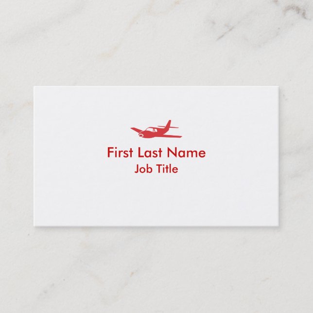 Red white simple aeroplane custom business cards (Front)