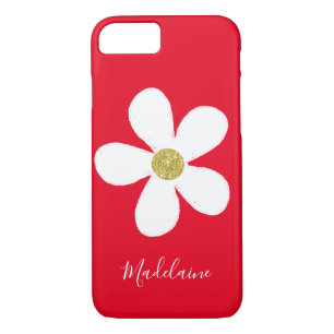 Red White Simple Daisy Gold Personal iPhone 8/7 Case