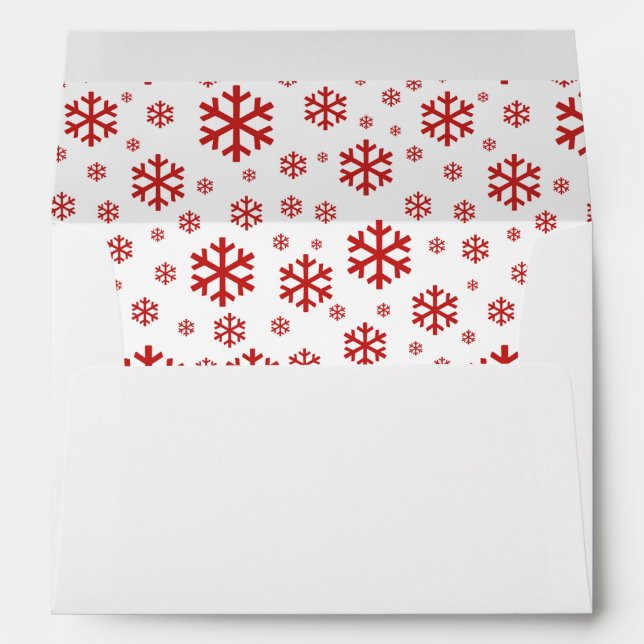 Red white simple elegant snowflakes patterned envelope (Back (Bottom))