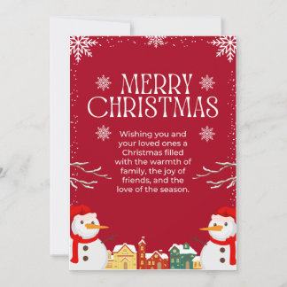 Red & White Simple Merry Christmas Design Holiday Card