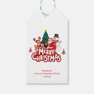 Red & White Simple Merry Christmas Gift Tags