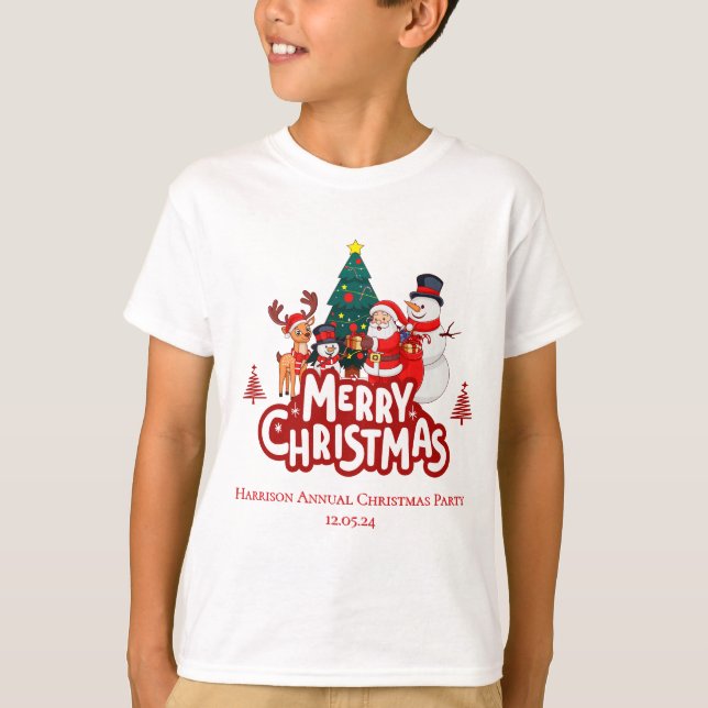 Red & White Simple Merry Christmas T-Shirt (Front)