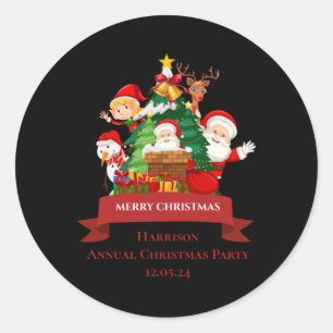Red White Simple Merry Christmas T Shirt Classic Round Sticker