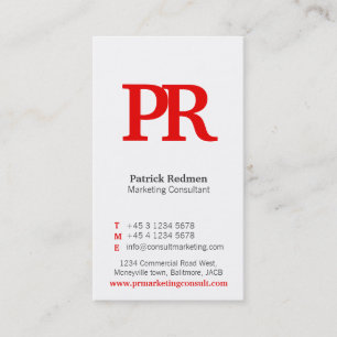 Red & white simple portrait business card