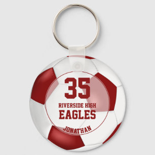 red white simple soccer ball boys' team spirit key ring