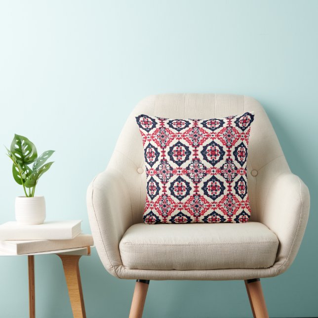 Red White Slavic Pattern Cushion (Chair)