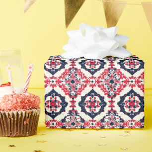 Red White Slavic Pattern Wrapping Paper