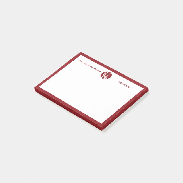 Red & White Small Business Logo Text Promotional Post-it Notes (Angled)
