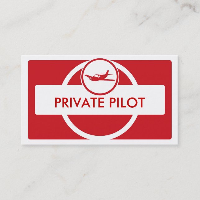 Red white small plane pilot business cards (Front)
