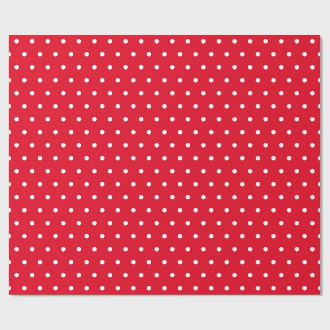 Red & White Small Polka Dot Party Christmas gift  Wrapping Paper (Flat)