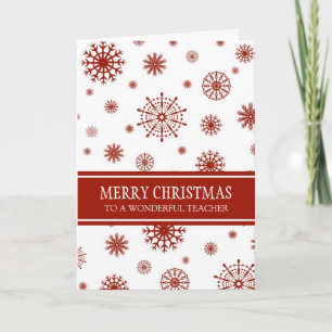 Red White Snow Teacher Merry Christmas Card