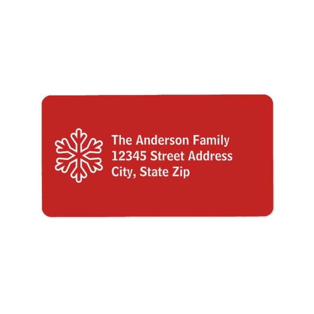 Red & White Snowflake - Address Label (Front)