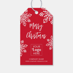 Red White Snowflake Business Logo Christmas Gift Tags